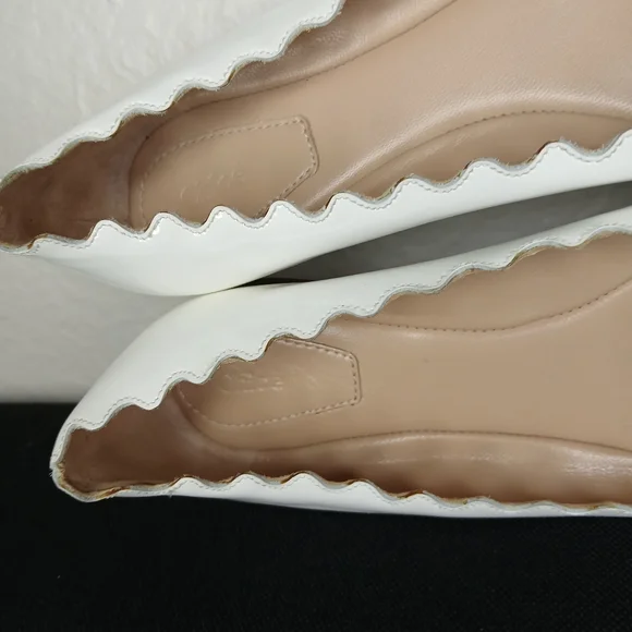 Chloe Lauren Scalloped Ballet Flats white size 5 us almost new cond. no creasing - Picture 10 of 12